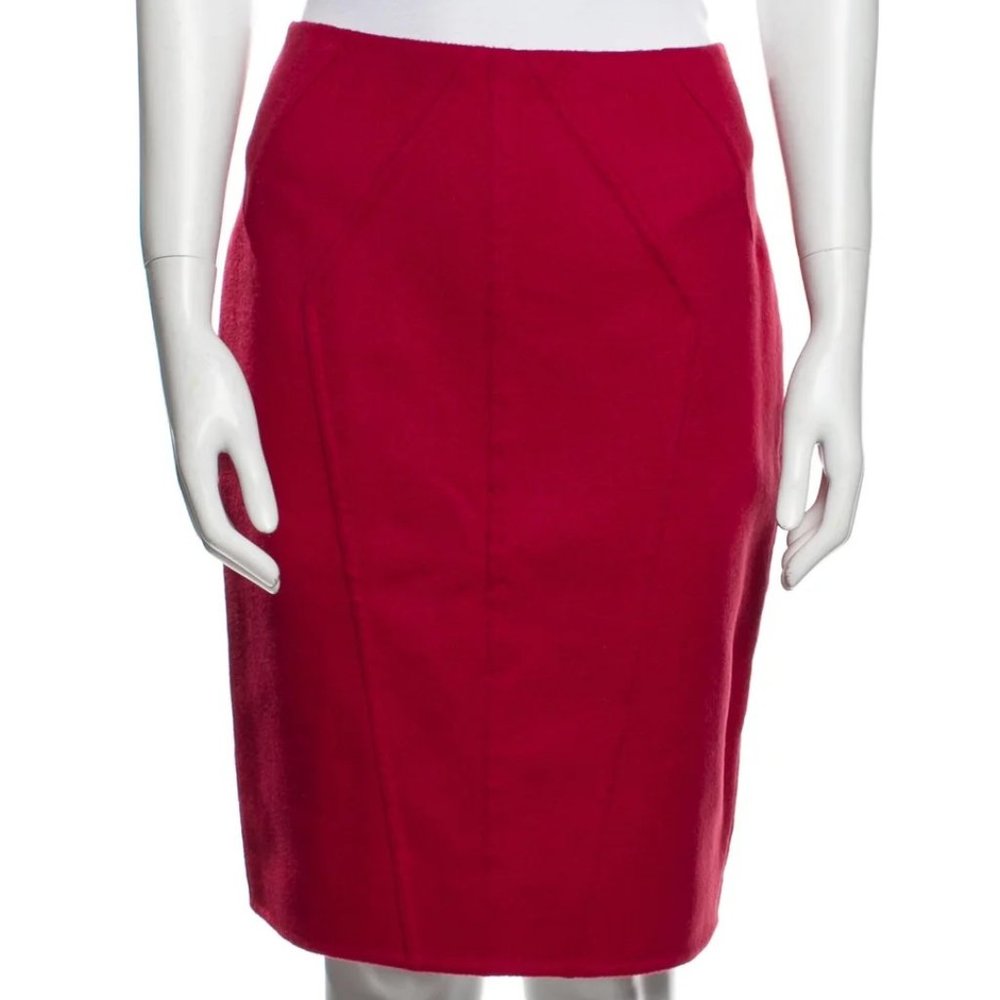Michael Kors Vintage Wool/Angora Pencil Skirt in Red Size 4 NWT!